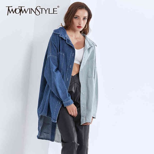 denim casual shirt women long sleeve asymmetrical patchwork blouse female spring fashion clothes 210423, White
denim casual shirt women long sleeve asymmetrical patchwork blouse female spring fashion clothes 210423, White