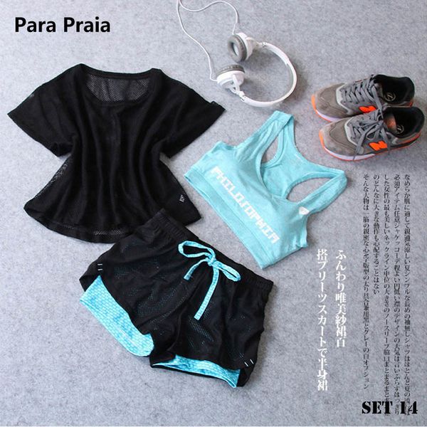 sport wear three piece yoga set shirt for women s bra fitness flare pants leggings tracksuit gym 15 colours 220325, Gray 
sport wear three piece yoga set shirt for women s bra fitness flare pants leggings tracksuit gym 15 colours 220325, Gray