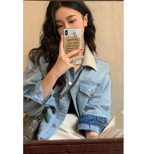 women's knits & tees net red and blue short denim jacket women's korean loose spring autumn early design is trendy ac93, White
women's knits & tees net red and blue short denim jacket women's korean loose spring autumn early design is trendy ac93, White