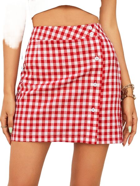 button front gingham wrap skirt 75wm#, Black
button front gingham wrap skirt 75wm#, Black