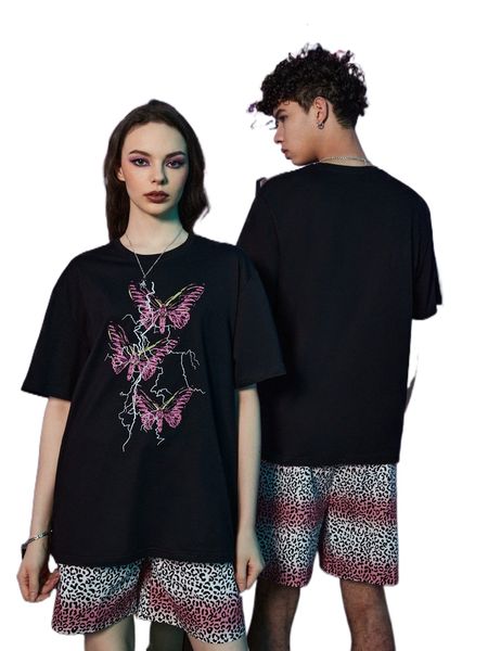 romwe butterfly print tee l2oj#, White;black 
romwe butterfly print tee l2oj#, White;black