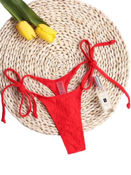 plain tie side thong bikini bottom z1cg#, White;black