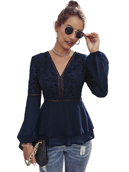 plant embroidery guipure lace insert lantern sleeve peplum blouse n0uk#, White
plant embroidery guipure lace insert lantern sleeve peplum blouse n0uk#, White