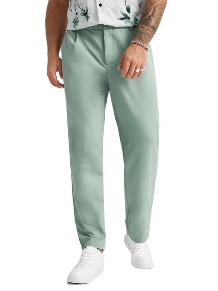 extended sizes men slant pockets straight leg pants x9lm#, Black