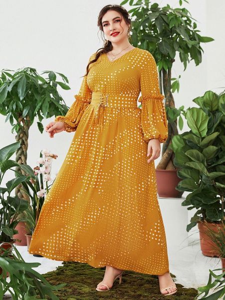 plus polka dot lantern sleeve grommet lace up dress h2oi#, Black
plus polka dot lantern sleeve grommet lace up dress h2oi#, Black