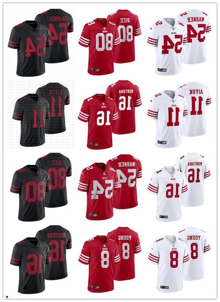 men women youth san francisco''49ers''54 fred warner 16 joe montana 8 steve young 80 jerry rice 11 brandon aiyuk footbal, Black;red
men women youth san francisco''49ers''54 fred warner 16 joe montana 8 steve young 80 jerry rice 11 brandon aiyuk footbal, Black;red