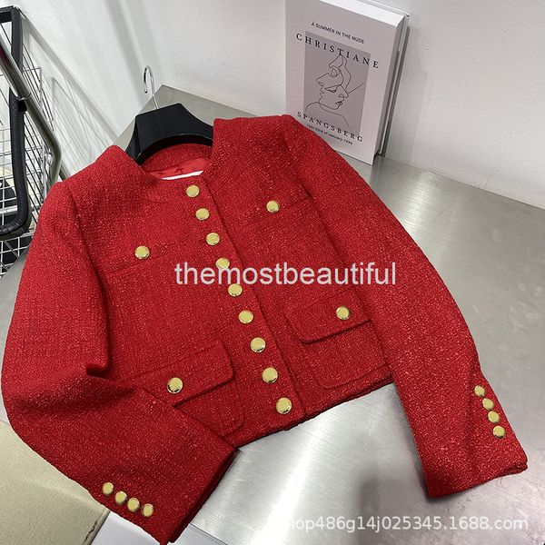 women's wool & blends ce family year's wool tweed small fragrance short coat wine red single row gold button round neck suit, Black
women's wool & blends ce family year's wool tweed small fragrance short coat wine red single row gold button round neck suit, Black