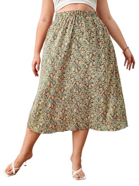 plus ditsy floral skirt v1b7#, Black
plus ditsy floral skirt v1b7#, Black