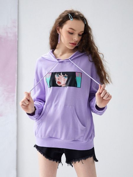 x 24shatsu figure graphic drop shoulder drawstring hoodie b3yy#, Black
x 24shatsu figure graphic drop shoulder drawstring hoodie b3yy#, Black