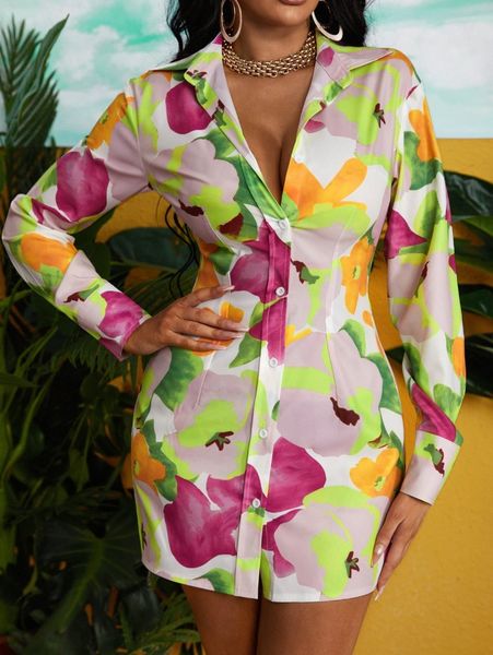 sxy floral print button front collared dress j91y#, Black;gray
sxy floral print button front collared dress j91y#, Black;gray