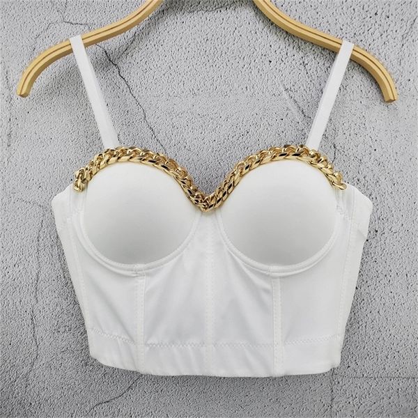 ins style new metal chain design ballroom costume stage party club push up bustier crop corset bralette t200729, White
ins style new metal chain design ballroom costume stage party club push up bustier crop corset bralette t200729, White