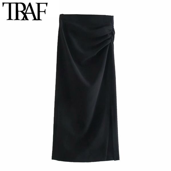 traf women fashion office wear draped pencil midi skirt vintage high waist side zipper slit hem female skirts mujer 220317, Black
traf women fashion office wear draped pencil midi skirt vintage high waist side zipper slit hem female skirts mujer 220317, Black