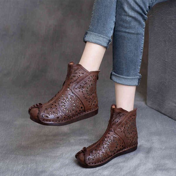 sandals spring national style cowhide hollow back zipper single shoes soft sole flat bottom women's boots cool 95na, Black
sandals spring national style cowhide hollow back zipper single shoes soft sole flat bottom women's boots cool 95na, Black