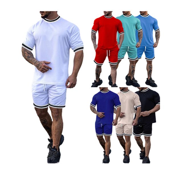 fashion solid color tracksuits for mens fitness training t shirts and sports drawstring shorts running casual 2 piece sets 22120, Gray
fashion solid color tracksuits for mens fitness training t shirts and sports drawstring shorts running casual 2 piece sets 22120, Gray