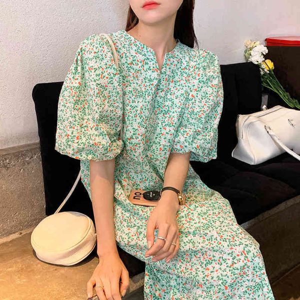 summer vneckline dress loose woman korean chic split puff sleeve robes floral long vestidos female 210506, Black;gray
summer vneckline dress loose woman korean chic split puff sleeve robes floral long vestidos female 210506, Black;gray