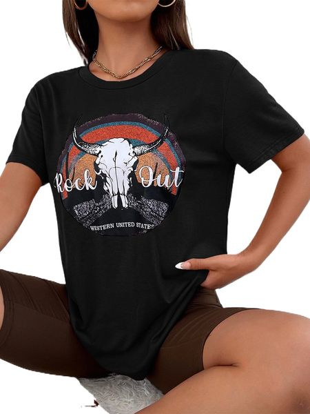 bull & letter graphic tee o9q3#, White