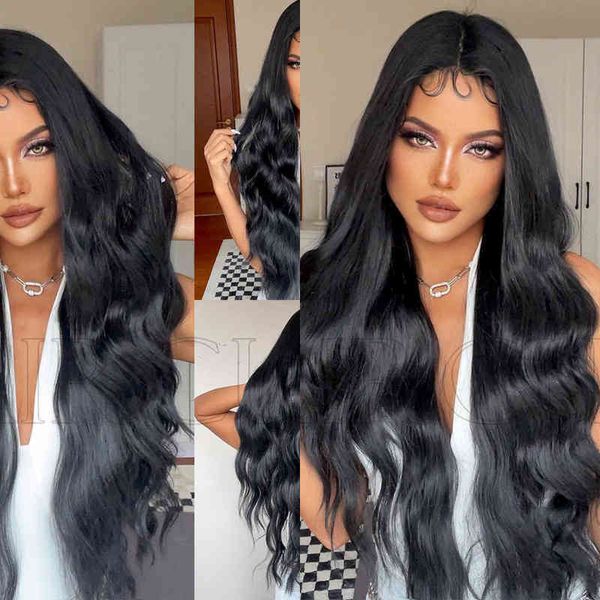 wigs women synthetic wigs new front lace 13x5x1 women's wig headcover wigs medium split black long curly hair 220601
wigs women synthetic wigs new front lace 13x5x1 women's wig headcover wigs medium split black long curly hair 220601