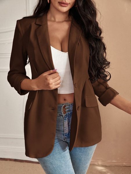 lapel neck single breasted blazer p4lw#, White