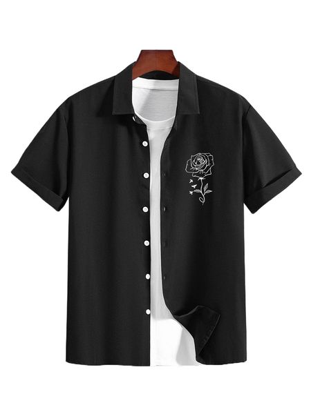 men floral print shirt without tee 971v#, White;black
men floral print shirt without tee 971v#, White;black