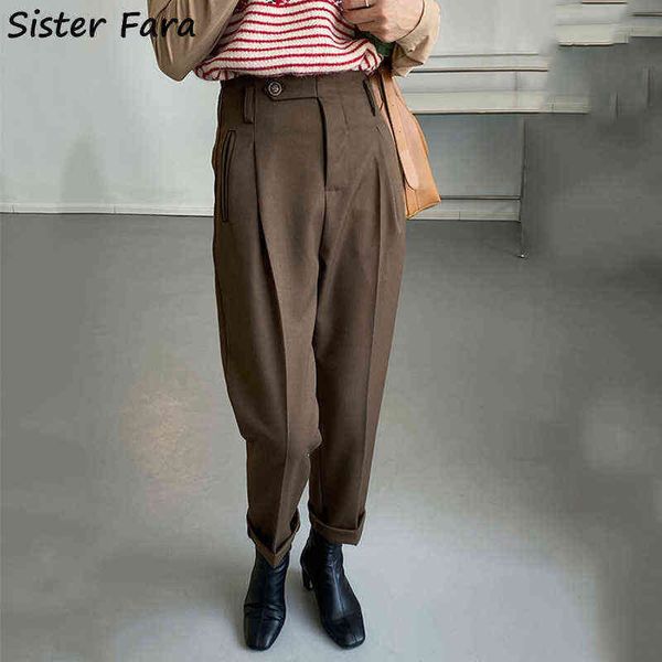 sister fara autumn winter thicken pleated casual suit trousers women's high waist ankle-length pants ladies loose pencil 221225, Black;white
sister fara autumn winter thicken pleated casual suit trousers women's high waist ankle-length pants ladies loose pencil 221225, Black;white