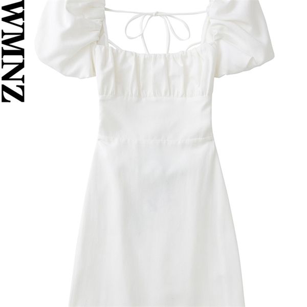 xnwmnz women white fashion linen blend dress female square neck short puff sleeves backless crossover straps for women s 220614, Black;gray
xnwmnz women white fashion linen blend dress female square neck short puff sleeves backless crossover straps for women s 220614, Black;gray