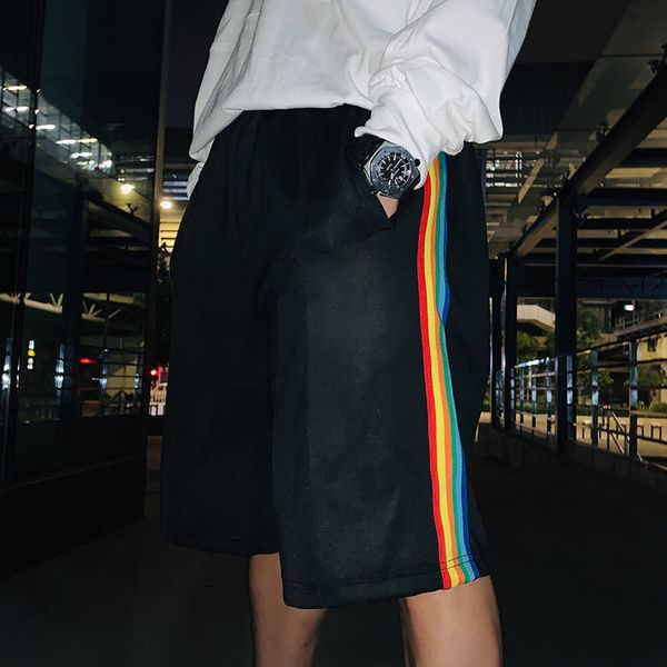 men shorts pour homes summer pant gays casual breechcloth letter printing strip joggers trousers male black short pants, White;black
men shorts pour homes summer pant gays casual breechcloth letter printing strip joggers trousers male black short pants, White;black