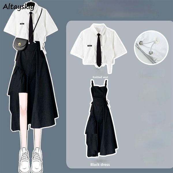 women sets single breasted turndown collar short sleeve shirts design asymmetrical dress summer mujer fashion 2 piece outfit 220602, White
women sets single breasted turndown collar short sleeve shirts design asymmetrical dress summer mujer fashion 2 piece outfit 220602, White