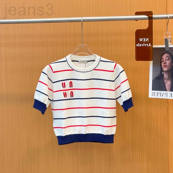 women's t-shirt designer 22 spring new contrast jacquard letter stripe short knit sleeve t-shirt women's versatile age reducing ro, White
women's t-shirt designer 22 spring new contrast jacquard letter stripe short knit sleeve t-shirt women's versatile age reducing ro, White