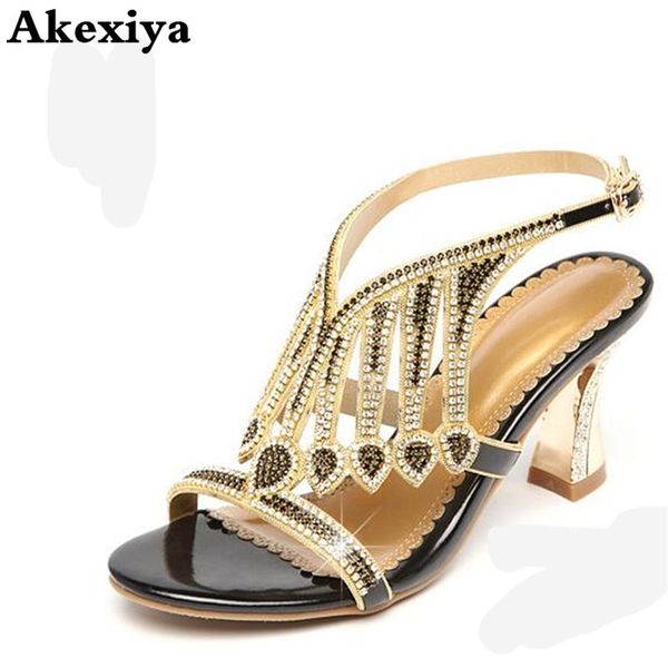 summer style gold coloured high heeled sandals wedding shoes diamond buckle women qualities 220509, Black
summer style gold coloured high heeled sandals wedding shoes diamond buckle women qualities 220509, Black