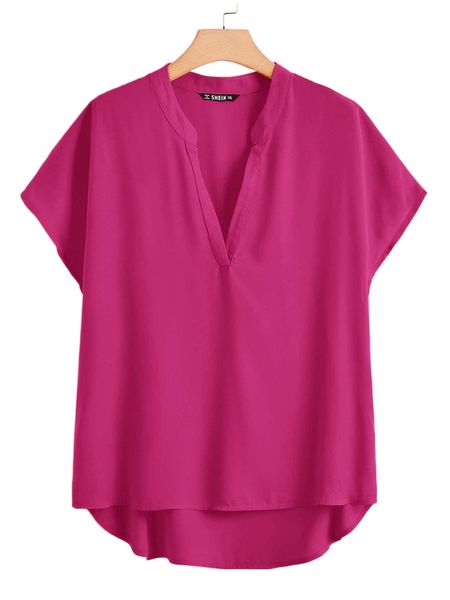 plus notch neck dip hem p51l#, Black 
plus notch neck dip hem p51l#, Black