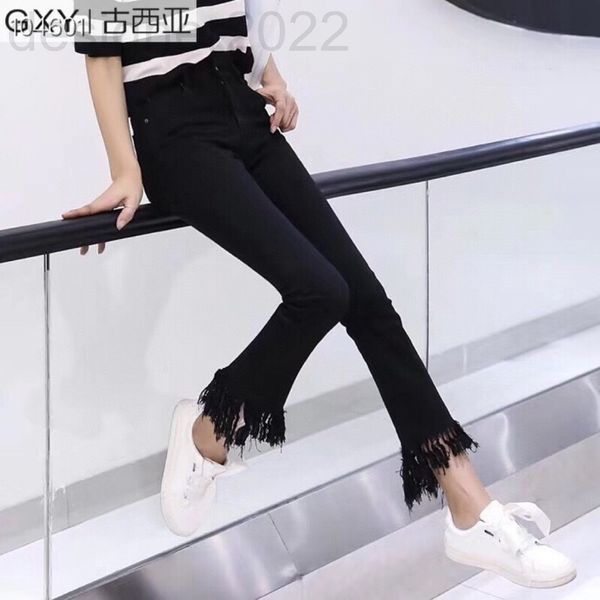 women's jeans designer early autumn black slim women's nine point pants with high waist and elasticity leisure micro horn tassel s, Blue
women's jeans designer early autumn black slim women's nine point pants with high waist and elasticity leisure micro horn tassel s, Blue