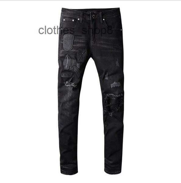 designer mens jeans pants trend a miryy black badge embroidered pierced slim fit jeans men 6185ixj, Blue
designer mens jeans pants trend a miryy black badge embroidered pierced slim fit jeans men 6185ixj, Blue