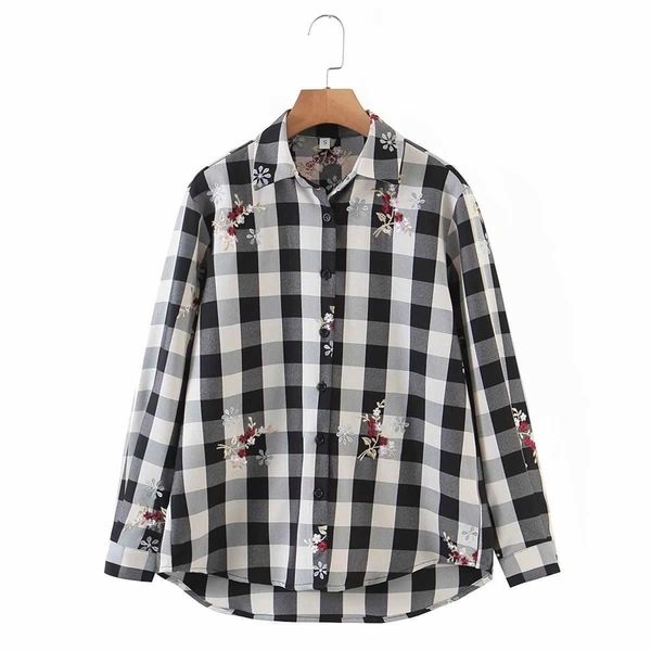 women checked embroidery shirt long sleeves collared fashion casual high street chic woman shirts 210709, White
women checked embroidery shirt long sleeves collared fashion casual high street chic woman shirts 210709, White