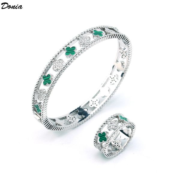 donia jewelry luxury bangle european and american fashion exaggerated classic four-leaf flower micro-set green fritillary designer ring set, Black
donia jewelry luxury bangle european and american fashion exaggerated classic four-leaf flower micro-set green fritillary designer ring set, Black