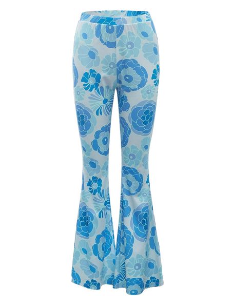 high waist floral print flare leg pants g2oy#, Black;white 
high waist floral print flare leg pants g2oy#, Black;white