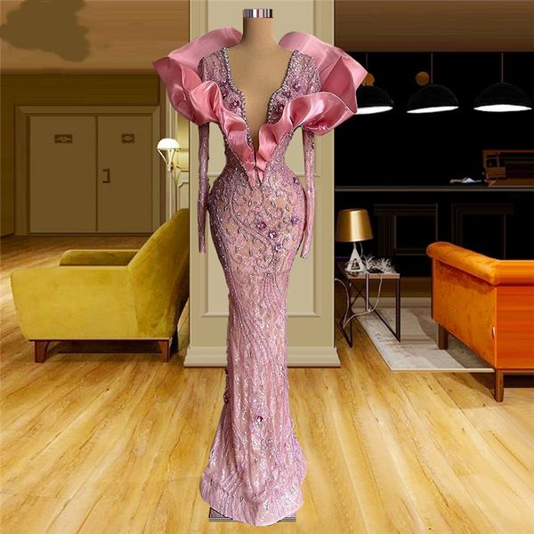 pink mermaid prom dresses deep v neck long sleeves sequins appliques beads diamonds lace hollow satin floor length plus size formal party go, Black
pink mermaid prom dresses deep v neck long sleeves sequins appliques beads diamonds lace hollow satin floor length plus size formal party go, Black