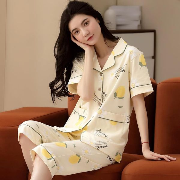 summer short sleeve turn-down collar womens sleepwear women pajamas set cartoon ladies knitted cotton cardigan sweet female nightwear, Black;red
summer short sleeve turn-down collar womens sleepwear women pajamas set cartoon ladies knitted cotton cardigan sweet female nightwear, Black;red