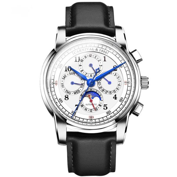 carnival watch men's mechanical fully automatic multifunctional fashion new leather waterproof sports watch, Slivery;brown
carnival watch men's mechanical fully automatic multifunctional fashion new leather waterproof sports watch, Slivery;brown