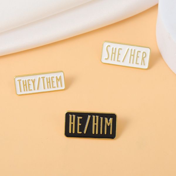ins styles simple english letter brooch she/her geometric pin metal badge black and white pin accessories, Gray
ins styles simple english letter brooch she/her geometric pin metal badge black and white pin accessories, Gray