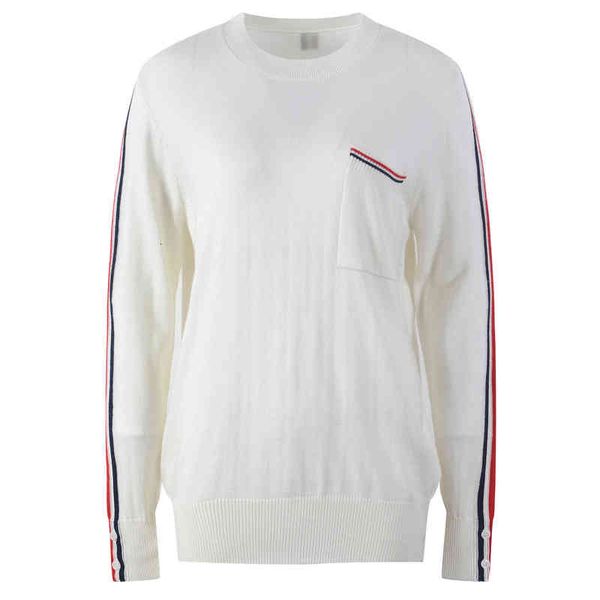 women's knits tees autumn and winter round neck pocket sweater pullover for men women red black striped sweater korean version toba, White
women's knits tees autumn and winter round neck pocket sweater pullover for men women red black striped sweater korean version toba, White