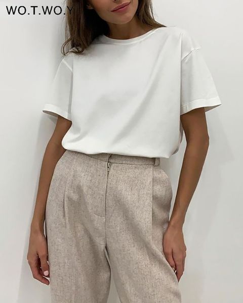 wotwoy casual solid oversized t-shirts women summer cotton short sleeve tee shirt female basic loose knitted harajuku 220411, White
wotwoy casual solid oversized t-shirts women summer cotton short sleeve tee shirt female basic loose knitted harajuku 220411, White