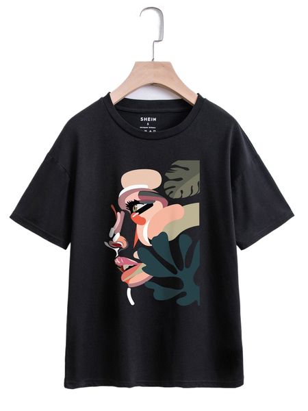 figure and tropical print tee z2gl#, White
figure and tropical print tee z2gl#, White