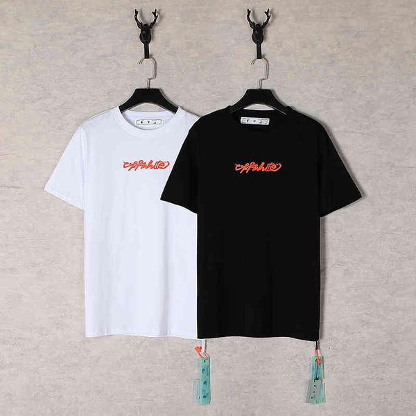men's t-shirts spring and summer ow square oil painting series round neck short sleeve for men women, White;black
men's t-shirts spring and summer ow square oil painting series round neck short sleeve for men women, White;black