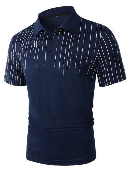 men random striped & letter graphic polo shirt n3y8#, White;black