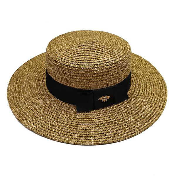 women wide brim hat gold bee straw cap womens fashion flat woven caps girl bucket hat summer sun hats vintage visor2095, Blue;gray
women wide brim hat gold bee straw cap womens fashion flat woven caps girl bucket hat summer sun hats vintage visor2095, Blue;gray