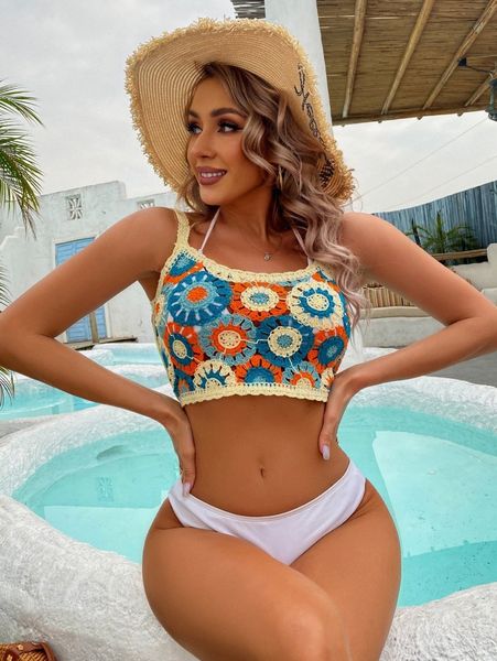 flower crochet cover up x2sj#, White;black
flower crochet cover up x2sj#, White;black