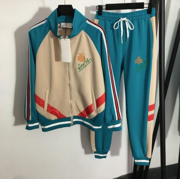 22 spring and autumn fruit embroidery letter stripe webbing stand collar long sleeve zipper jacket drawstring elastic waist casual trousers, White
22 spring and autumn fruit embroidery letter stripe webbing stand collar long sleeve zipper jacket drawstring elastic waist casual trousers, White