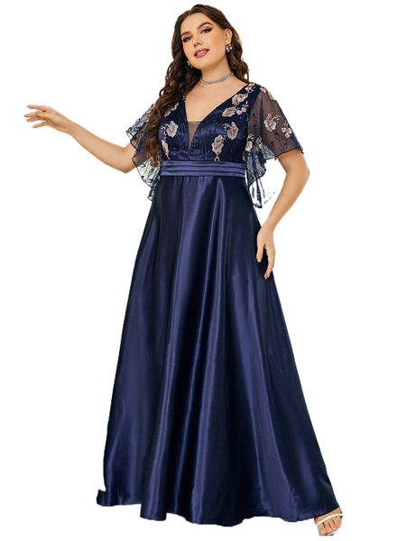 plus floral embroidered contrast mesh flutter sleeve bridesmaid dress d0d2#, Black
plus floral embroidered contrast mesh flutter sleeve bridesmaid dress d0d2#, Black