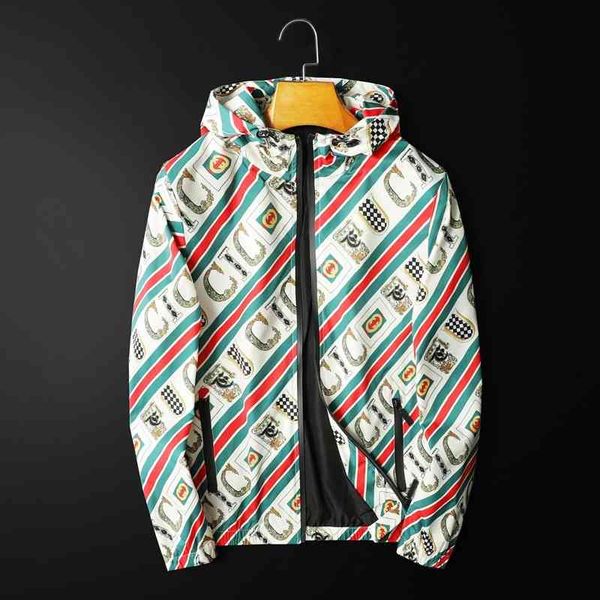 2022 autumn new personalized printed hooded et men's korean slim large casual coat, Black;brown
2022 autumn new personalized printed hooded et men's korean slim large casual coat, Black;brown