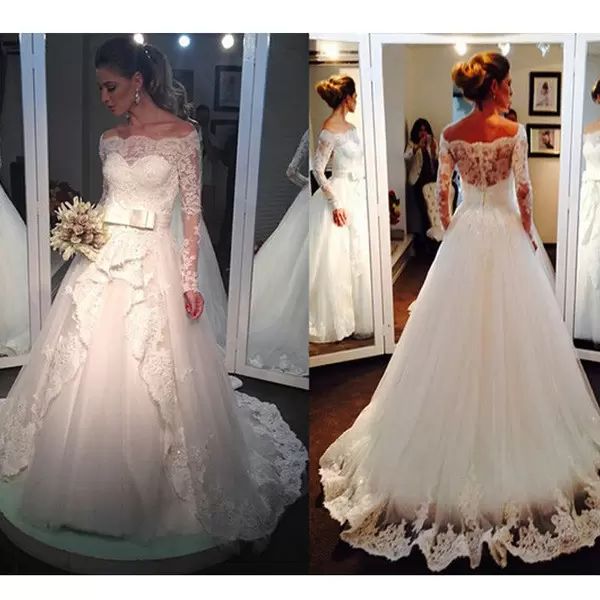 2022 gorgeous plus size wedding dresses bridal gown long sleeves scalloped neckline lace applique sweep train custom made tulle beach countr, White
2022 gorgeous plus size wedding dresses bridal gown long sleeves scalloped neckline lace applique sweep train custom made tulle beach countr, White